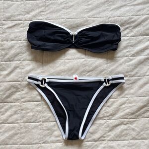 SOLID & STRIPED Black Bikini with White Accents